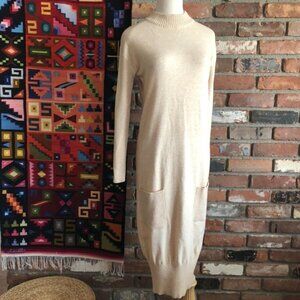 Jackson Rowe Ivory KNIT Stretch Tan Long Sleeve Pull-over Sweater Maxi XS